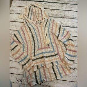 Vintage Havana Boho Hooded Sweater Small Coastal Grandma Aesthetic Soft